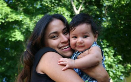 Hispanic woman and baby