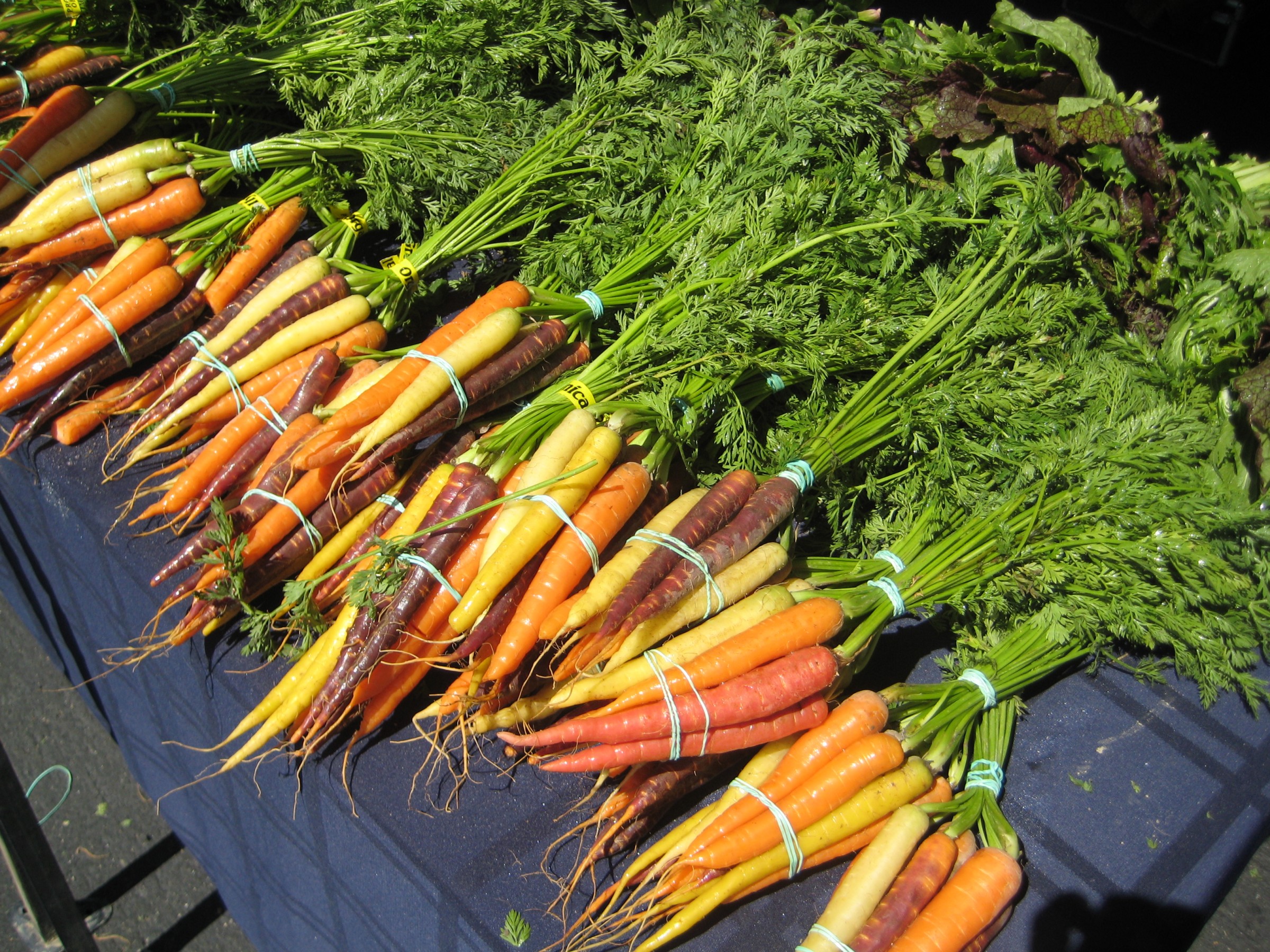 carrots for sale at a farmers market