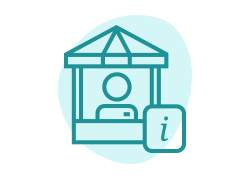 icon style illustration of an information booth